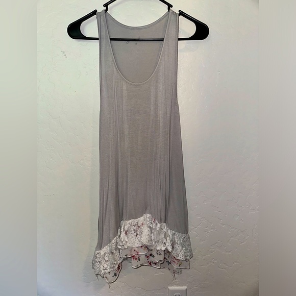 Grace & Lace Gray Floral Lace Layered Tank Top - Picture 1 of 4